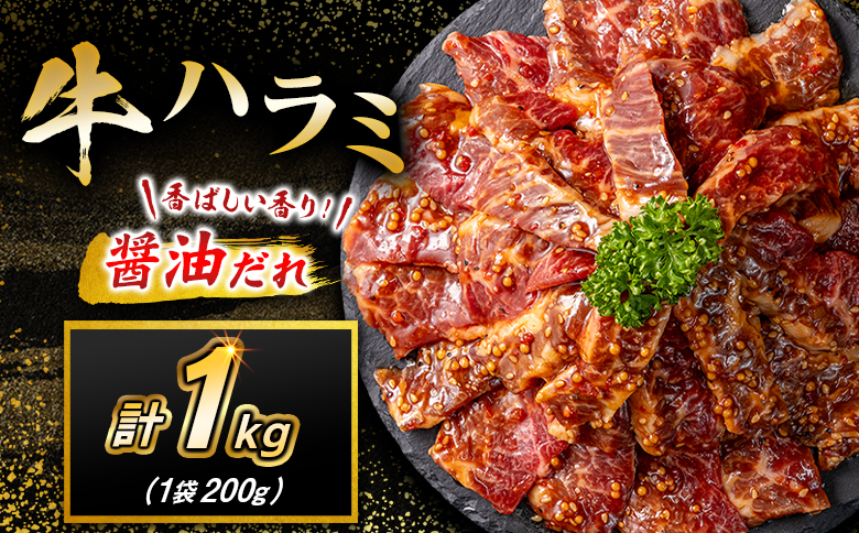 牛 ハラミ 1kg（200g×5袋） 焼肉 肉 牛肉 精肉 味付け 人気 ギフト おすすめ 小分け プレゼント 贅沢 グルメ 冷凍 牛ハラミ 1kg（200g×5袋）