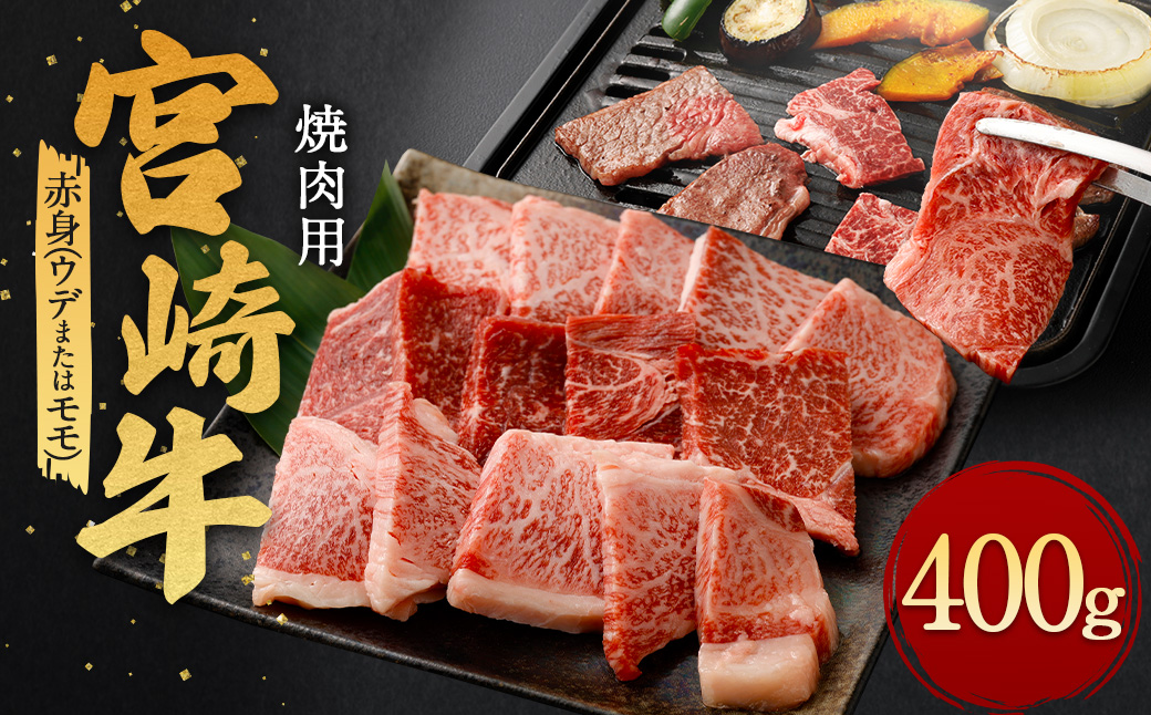 ＜宮崎牛赤身焼肉 400g＞翌月末迄に順次出荷 宮崎牛 黒毛和牛 国産牛 焼き肉 BBQ お肉 牛肉 赤身 贅沢 高級 冷凍 九州 宮崎