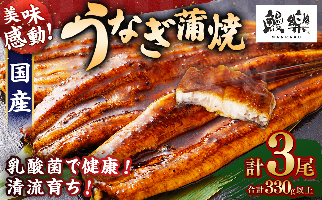 極上鰻！うまい！＜国産 うなぎ蒲焼 3尾 計330g以上＞ふるさと納税 うなぎ 高級 長蒲焼 鰻 夏バテ防止 ウナギ 鰻 かば焼き 蒲焼き 丑の日 タレ 宮崎県産 国産 九州産 宮崎県 高鍋町 送料無料