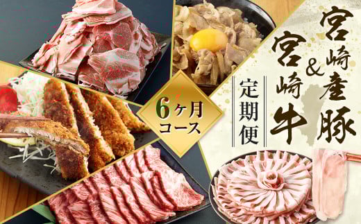 ＜ミヤチク 宮崎県豚・宮崎牛6ヶ月定期便＞お申込みの翌月下旬頃に第一回目発送（12月は中旬頃） 総量13.2kg 牛肉 和牛 黒毛和牛 4等級以上 ブランド牛 肉 宮崎牛 豚肉 国産 小分け セット 定期便 6回 新生活応援 卒業祝い 就職祝い 入学 卒業 お花見 引越し