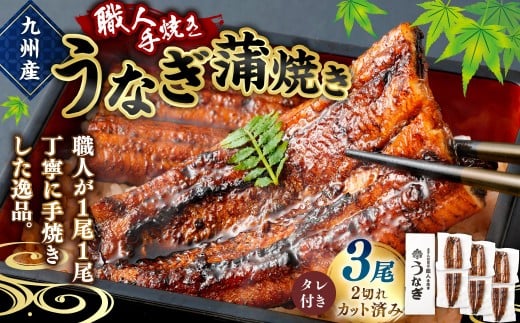 ＜職人手焼き九州産うなぎ 蒲焼き3尾（6切れ）計390g前後＞