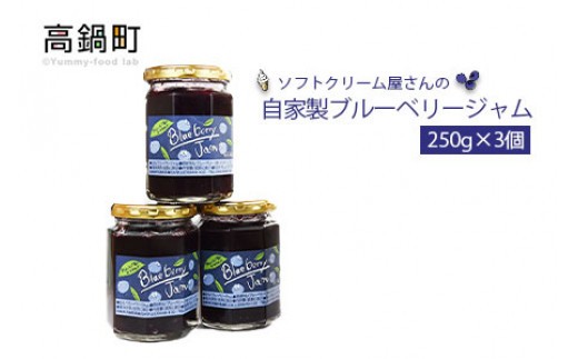 ＜ソフトクリーム屋さんの自家製ブルーベリージャム250g×3＞2か月以内に順次出荷 ジャム 3個