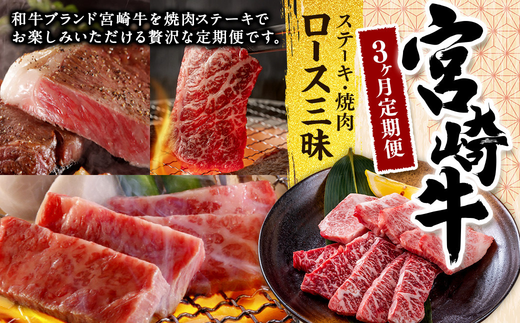 ＜宮崎牛3ヶ月定期便＞お申込みの翌月下旬頃に第一回目発送（12月は中旬頃）