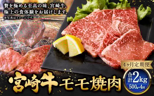 【4ヶ月定期便】＜宮崎牛モモ焼肉 500g（1パック：500g×4回）＞ お申込みの翌月下旬頃に第一回目発送（12月は中旬頃） 牛肉 お肉 肉 和牛 新生活応援 卒業祝い 就職祝い 入学 卒業 お花見 引越し