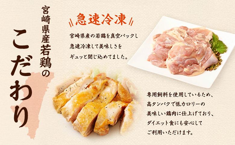 宮崎県産 若鶏8kgセット 鳥肉 ムネ肉 4kg 手羽元 2kg ササミ 2kg 冷凍 真空パック おかず 国産【B392】