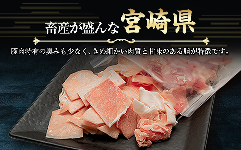 宮崎県産 豚 小間切れ 便利な小分け 200g×10P 計2kg 人気 冷凍 国産【B680】