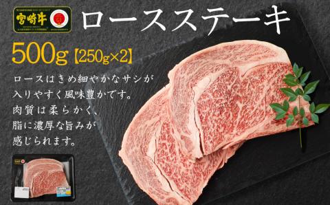 宮崎牛 ロースステーキ 合計500g（250g×2P） 国産 肉 牛肉 ご飯 おかず BBQ ディナー お祝い 【C270-30】