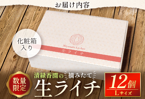 ＜数量限定＞清緑香園の摘みたて「生ライチ」Lサイズ 12個 国産 宮崎県産 先行予約 ※2026年6月中旬～【C235-26】