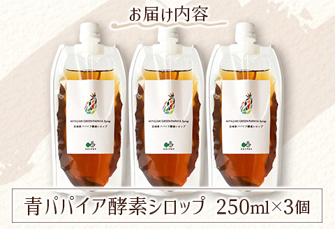 青パパイア酵素シロップ 250ml×3個【B598】