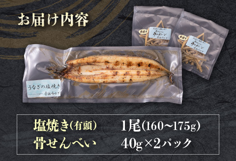 うなぎの塩焼き＆骨せんべいセット 九州産【C402】