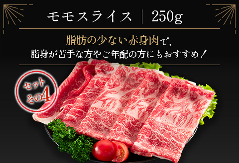 ＜肉質等級4等級＞宮崎牛 4種 食べ比べ スライス セット（各250g×4パック）合計1kg 国産 肉 牛肉 ご飯 おかず【D118-2510-90】