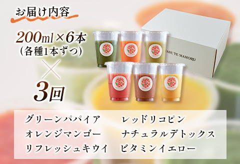 「定期便3か月コース」南国酵素スムージー　200ml×6本セット×3回