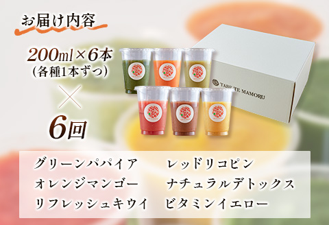 「定期便6か月コース」南国酵素スムージー　200ml×6本セット×6回