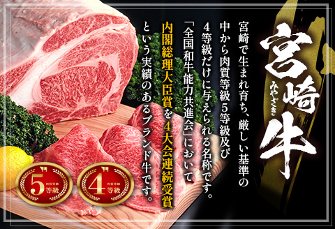 ［宮崎牛］赤身肉 モモ 3か月定期便 総重量2.4kg【E175】