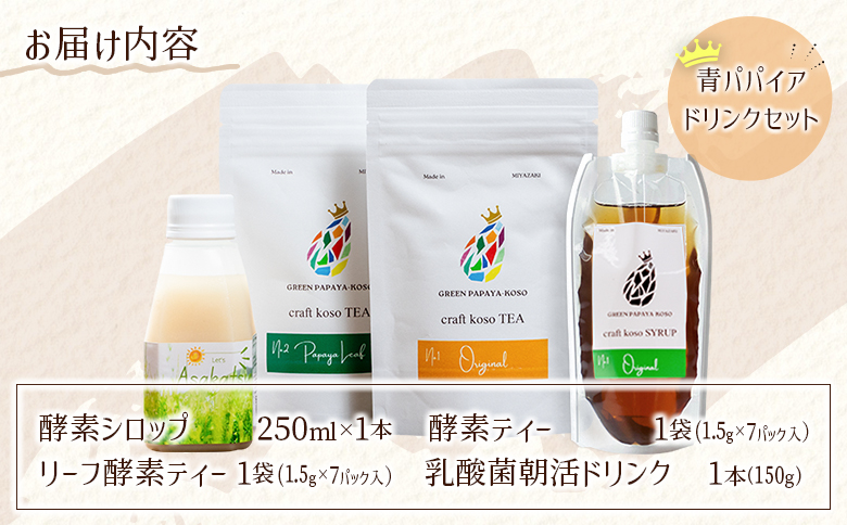 酵素の王様青パパイアのドリンクセット 全4種 国産 ヘルシー グリーンパパイア【A322】