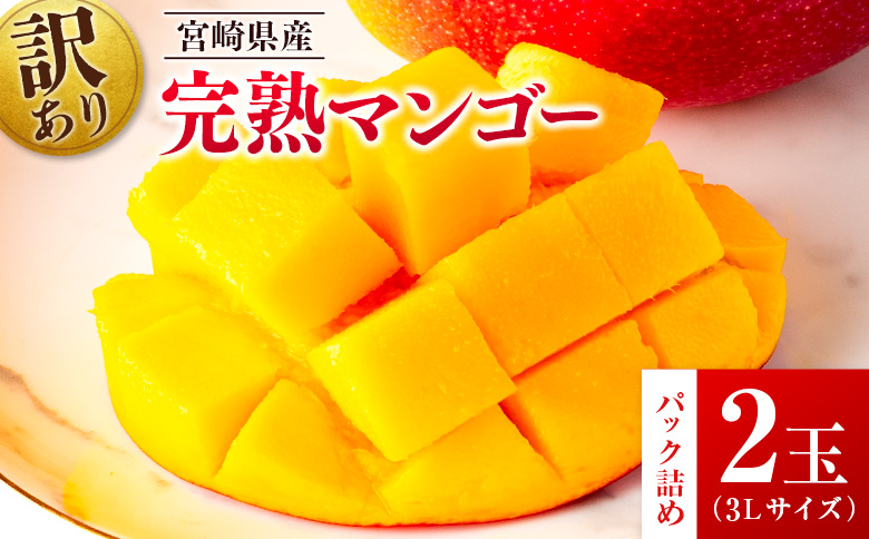 先行予約 ＜訳あり＞ 完熟マンゴー 宮崎県産 3Lサイズ 2玉 フルーツ 果物【B616-26】