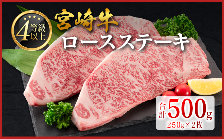 宮崎牛 ロースステーキ 計500g（250g×2枚） 肉質等級4等級 国産 人気 おすすめ【C346-2510-90】