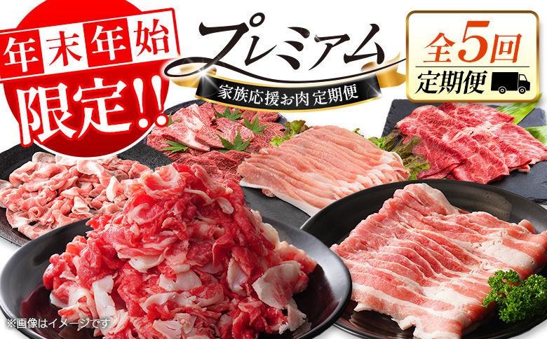 ＜年末年始限定!!＞数量限定 牛肉&豚肉 お肉定期便 家庭応援［全5回］連続（1月～5月）おすすめ 人気 こま肉 豚バラ 詰め合わせ しゃぶしゃぶ すき焼き 焼肉【E254】