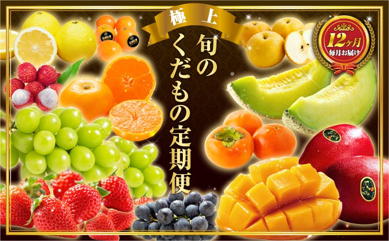 旬のくだもの定期便 「極上コース」 全12回 マンゴー いちご マスカット 国産 宮崎【G53】