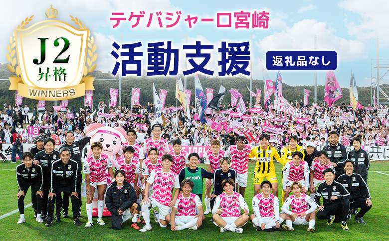 ＜J2昇格応援！＞テゲバジャーロ宮崎の活動支援 1口 5,000円～10,000,000円【返礼品なし】サッカー Jリーグ J2 スポーツ 社会貢献 地域活動 応援寄附 ファン サポーター【S28-02】 寄付額：10,000円