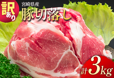 [配送月が選べる!!]「訳あり」宮崎県産 豚切落し 3kg 2024年12月にお届け[B498-202412]