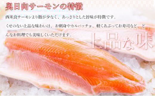 奥日向サーモン フィレ2枚とアラ1パック