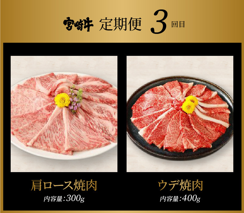 宮崎牛 焼肉3回定期便 K18_T013_7