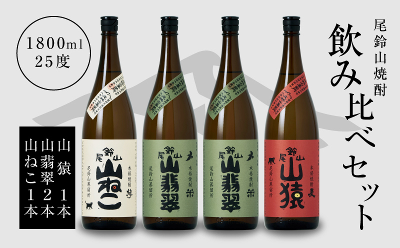 ＜焼酎尾鈴山（山ねこ1本・山猿1本・山翡翠2本）1800ml＞ K08_0032_3