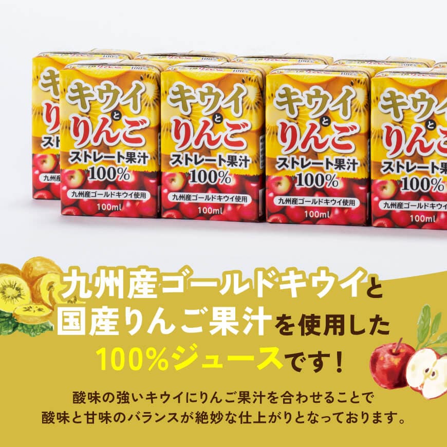 サンAキウイとりんごジュース100％　100ml紙パック×12本 【 飲料 ジュース キウイ りんご リンゴ 九州産 紙パック 送料無料 】 [C03017]