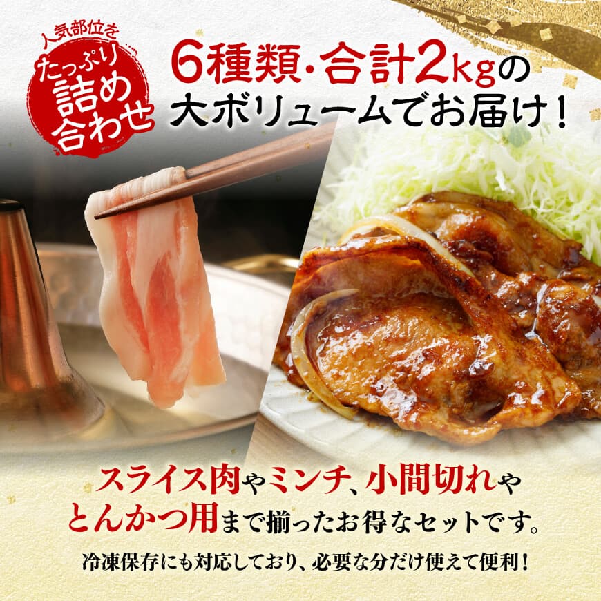 【令和8年1月発送】宮崎県産豚肉6種得々セット2kg 【 肉 豚肉 生姜焼き とんかつ ハンバーグ 】[C11124r801] 令和8年1月発送