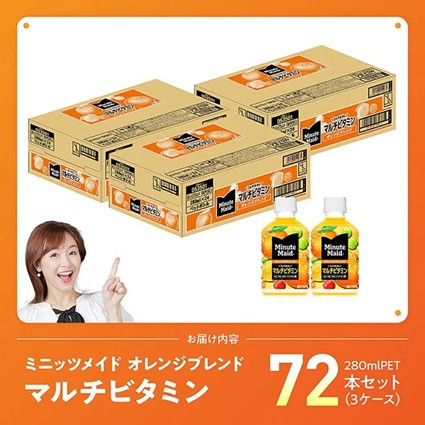 コカ・コーラ ミニッツメイド 「オレンジブレンド マルチビタミン」280mlPET 72本（24本×3箱） 【 ふるさと納税 飲料 オレンジ ジュース ミックス ブレンド PET 川南町 国内産 九州 宮崎県 送料無料 】 [C11130] 【単発便（1回）】350ml×72本（24本×3箱（3口に分け発送））
