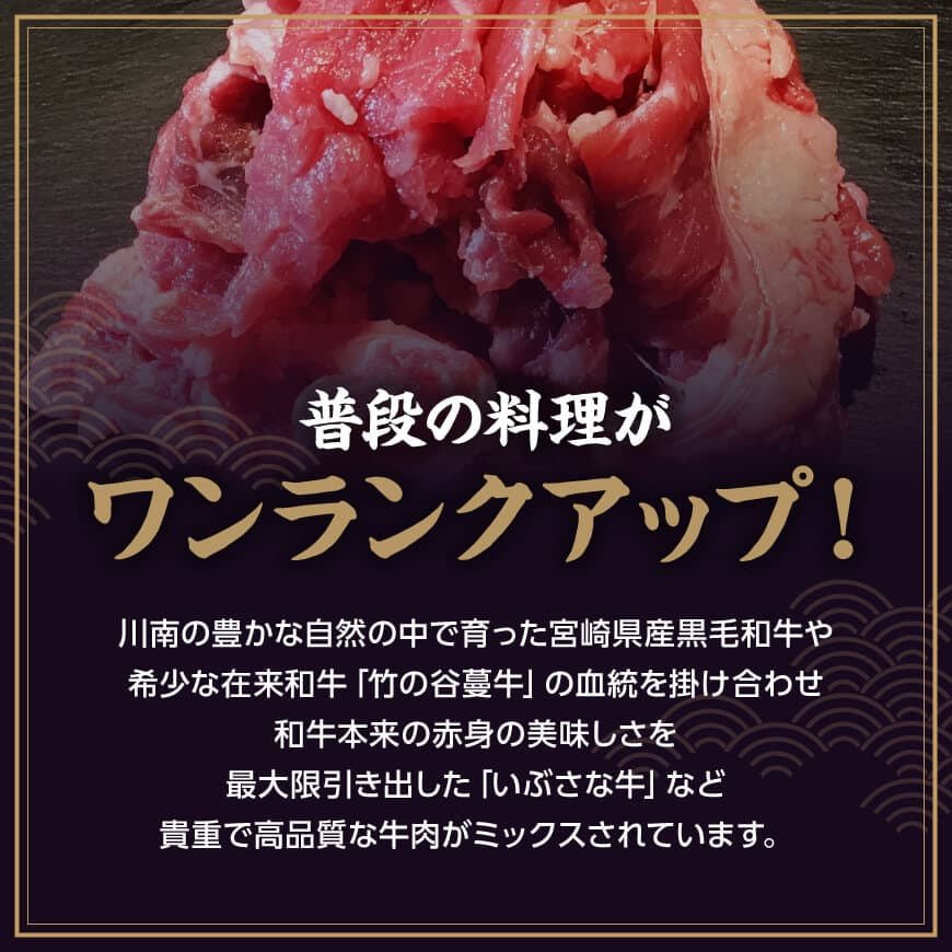 【訳あり】宮崎県産黒毛和牛　川南町産黒毛和牛切り落とし500g×2パック 【肉 牛肉 スライス ミヤチク】 [D05312]