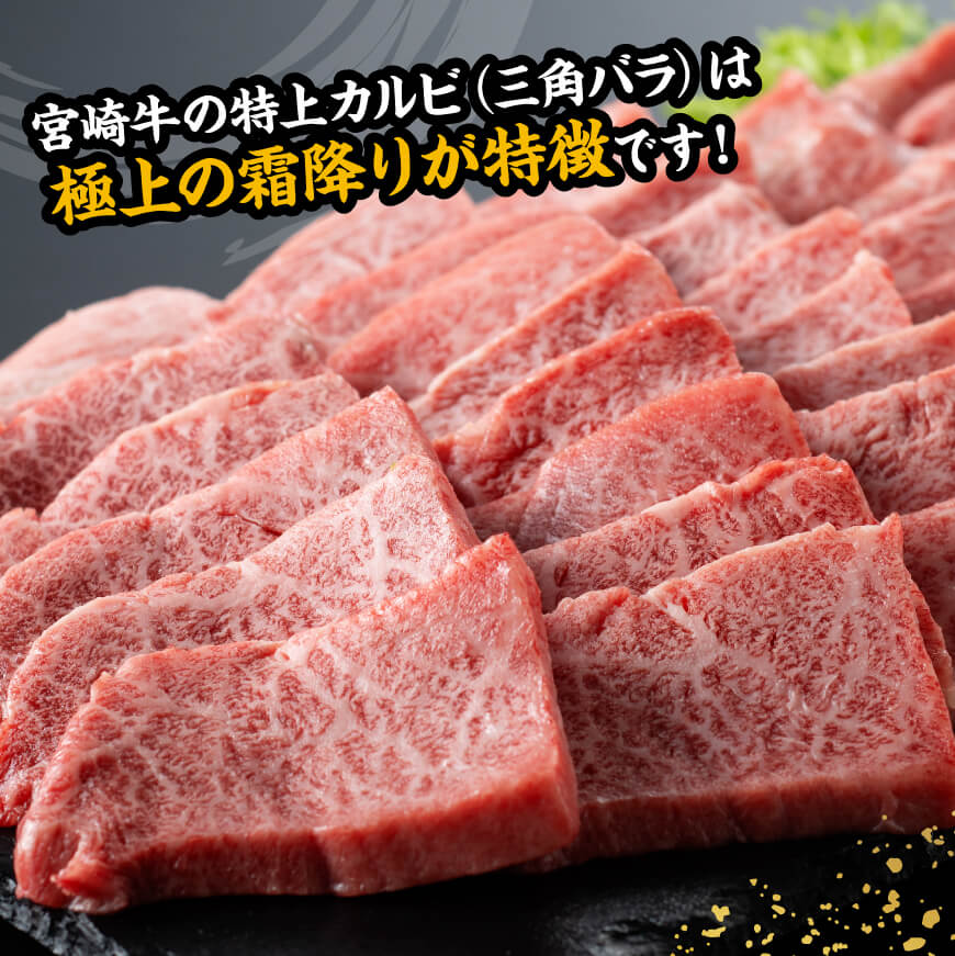 宮崎牛 特上カルビ 焼肉用 （三角バラ） 合計600g【 肉 牛肉 国産 宮崎県産 黒毛和牛 特上 カルビ 】[D11420]