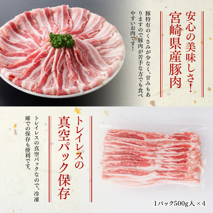 【豚肉】「まるみ豚」宮崎県産豚肉バラスライス2kg 【肉 豚肉 スライス すき焼き しゃぶしゃぶ】 [C11501]