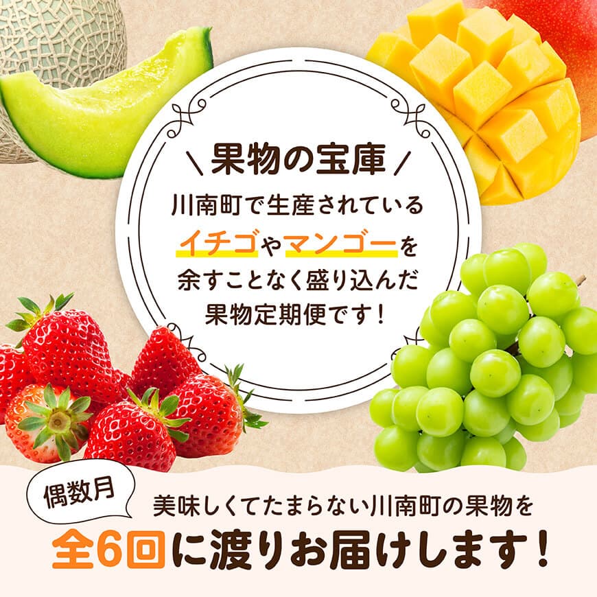 【全6回定期便】プレミアムデラックス定期便【偶数月】　川南町産フルーツいちごくだものフルーツ完熟マンゴーフルーツくだものぶどうフルーツ果物シャインマスカットフルーツメロン果物フルーツ[D11719t6]