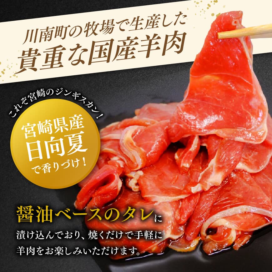 宮崎県産羊肉　寿ジンギスカン600g（300g×2） 【 肉 羊肉 国産 九州産 川南町産 ジンギスカン 羊 ひつじ 味付き 】[D11904]
