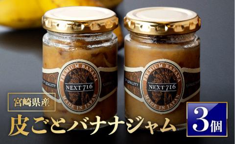 宮崎県産皮ごとバナナジャム（120g×3個入り）【国産 バナナ ジャム 皮ごと 食物繊維 ポリフェノール 無農薬】[F5807]