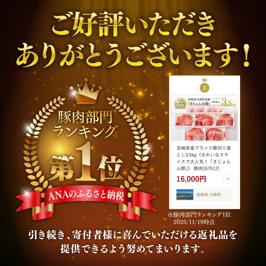 宮崎県産ブランド豚切り落とし3.5kg《きれいなスライスで大人気！「きじょん山豚」》 豚肉[G7512]