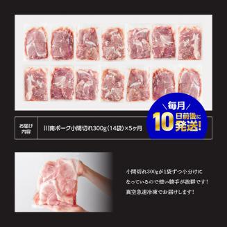 【5ヶ月定期便】宮崎県産豚肉　川南ポーク豚小間切れ4.2kg(300g×14袋) 【 肉 豚 豚肉 】[D05005t5]
