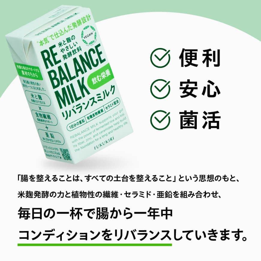 米と麹のやさしい発酵飲料　リバランスミルク36本入 【 飲料 ミネラル ミルク 】 [C12903] 125ml×36本