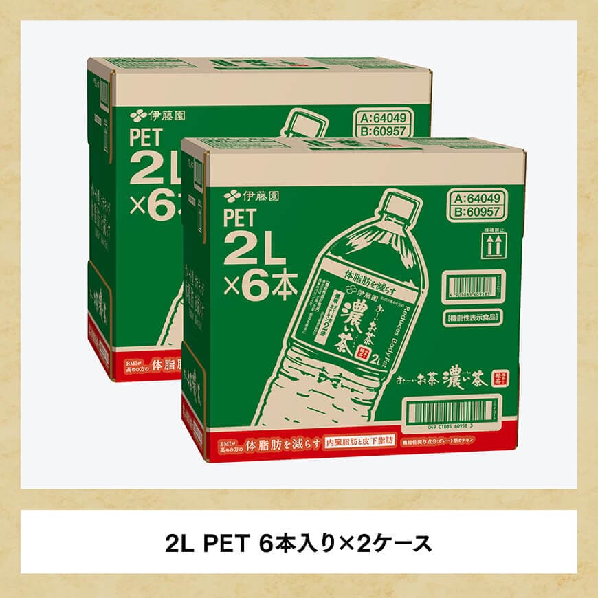 【12ヶ月定期便】お～いお茶 濃い茶2L×6本×2ケース 【 お茶 緑茶飲料 お茶ソフトドリンク お茶ペットボトル お茶 お茶 備蓄 お茶 宮崎県川南町 お茶 お～いお茶 】 [C07306t12]