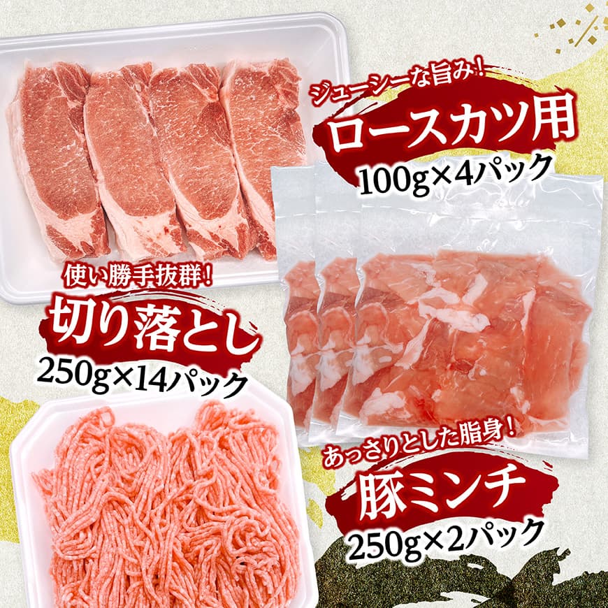 宮崎県産豚肉5種　5kg 【 豚肉 ぶた肉 肉 ロース バラ 切り落とし ミンチ 豚肉セット 】[C11629]