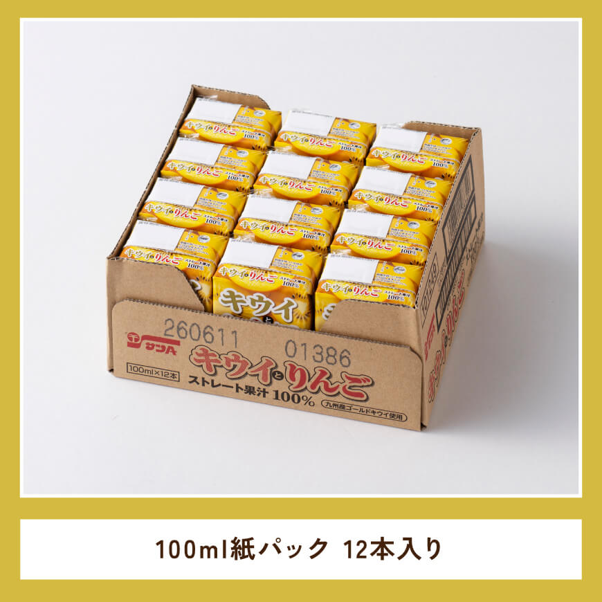 サンAキウイとりんごジュース100％　100ml紙パック×12本 【 飲料 ジュース キウイ りんご リンゴ 九州産 紙パック 送料無料 】 [C03017]