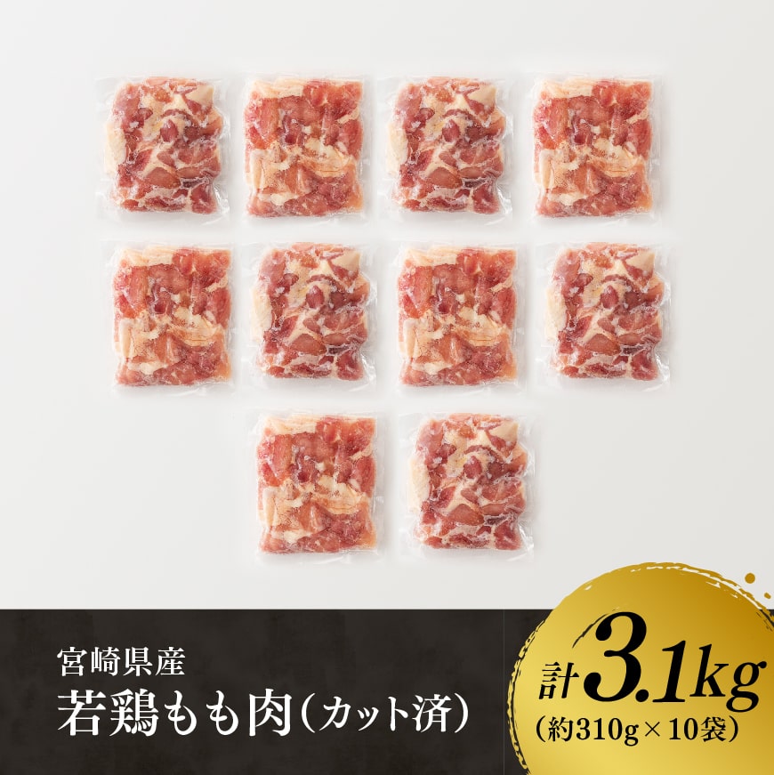 【6ヶ月定期便】【小分け】宮崎県産若鶏もも肉3.1kg（310g×10袋）　鶏肉[C06909t6]