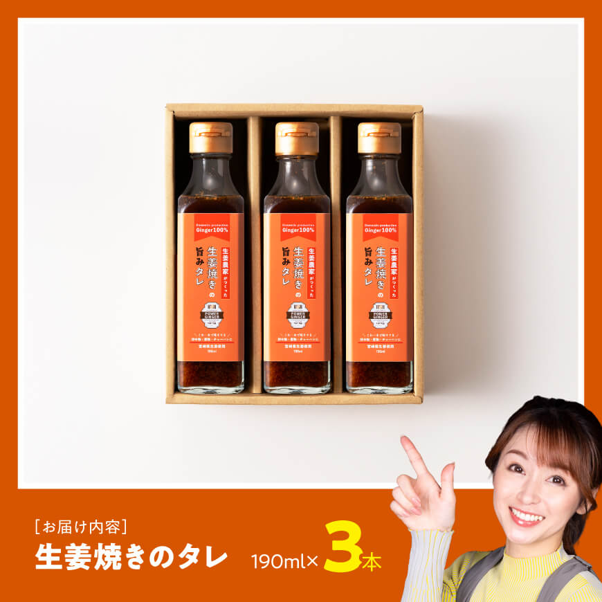 脇田農園産　生姜農家が作った生姜焼きのタレ3本セット 【 生姜 ショウガ 国産 宮崎県産 九州産 川南町産 農家直送 しょうが 生姜焼きのたれ 】 [C07002]