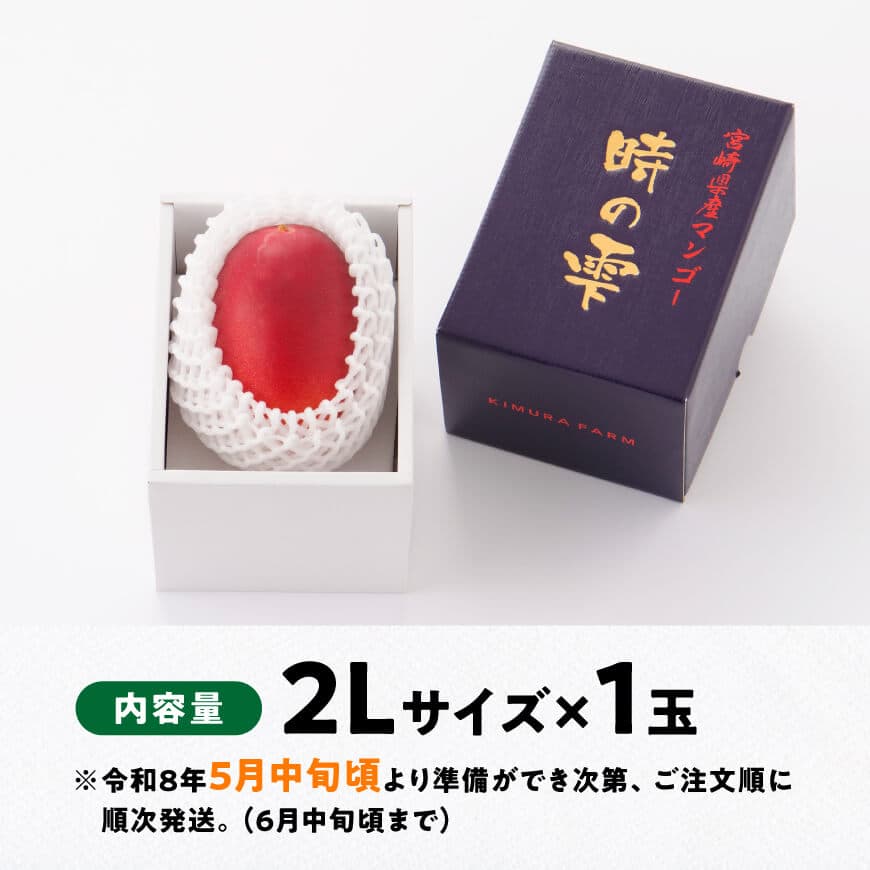 【令和8年発送】宮崎県産 完熟マンゴー「時の雫」 2L×1玉 【 果物 フルーツ マンゴー 宮崎県産 九州産 完熟マンゴー みやざきマンゴー 先行予約 数量限定 期間限定 】 [C08601]