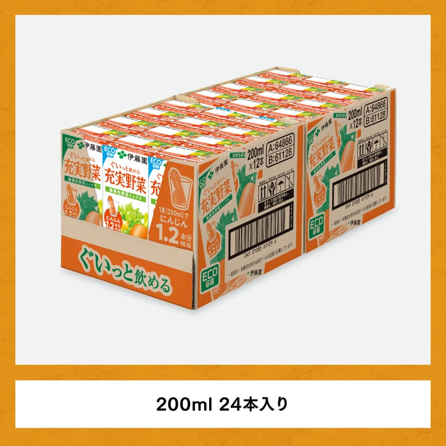伊藤園 充実野菜 緑黄色野菜ミックス（紙パック）200ml×24本【6ヶ月定期便】 【 全6回 伊藤園 飲料類 野菜ジュース 野菜 ジュース ミックスジュース 飲みもの】[D07321t6]