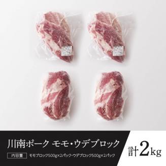 宮崎県産豚肉　川南ポーク モモ・ウデブロック 合計2kg 【 宮崎県産 九州産 川南町産 豚肉 ぶた肉 おうちごはん 送料無料 】 [D05009]