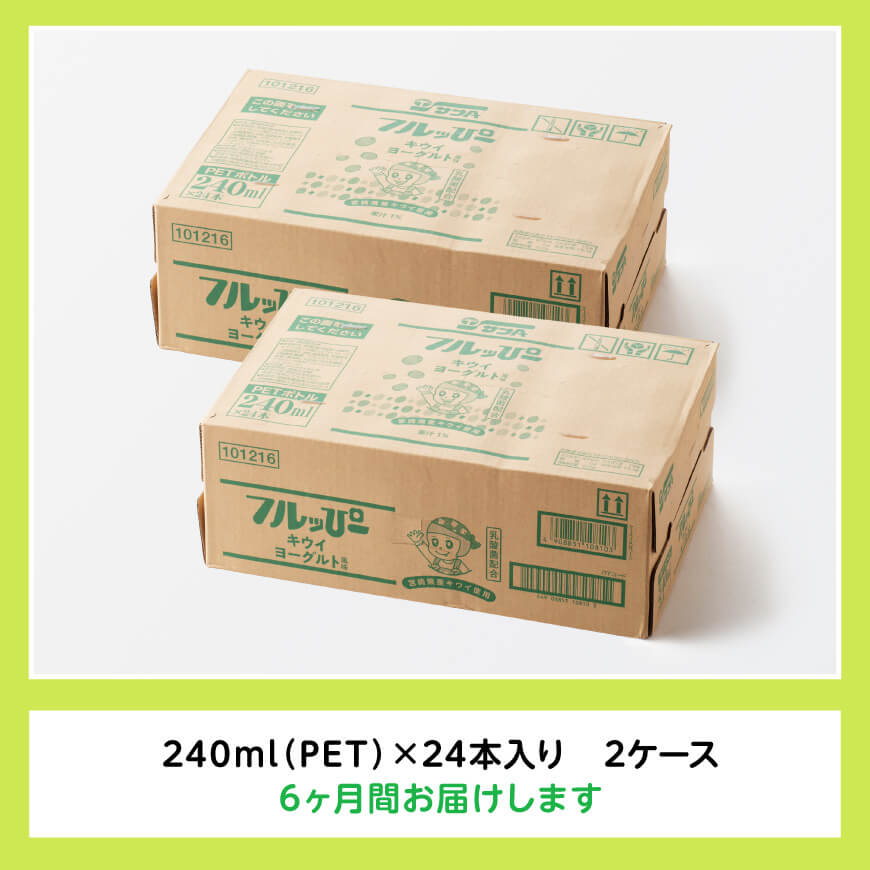 【6ヶ月定期便】サンA フルッぴーキウイヨーグルト(PET)240ml×48本 【 川南町 フルーツ ヨーグルト キウイ ドリンク 定期便 】[D03004t6]