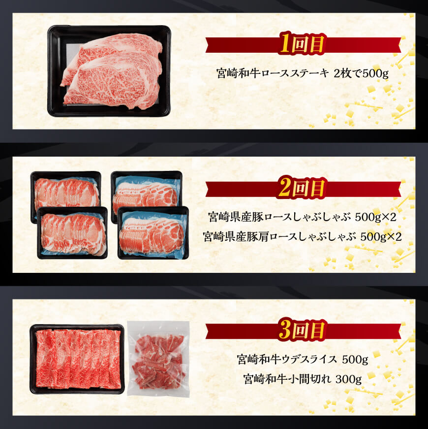 【訳あり定期便】宮崎和牛と宮崎県産豚肉6ヶ月定期便 【肉 牛肉 豚肉 ミヤチク 全6回】 [D00675t6]